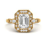 Art Deco Emerald Cut Engagement Ring